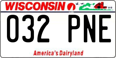 WI license plate 032PNE
