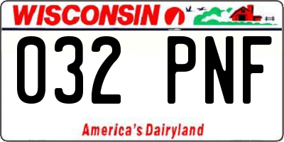 WI license plate 032PNF