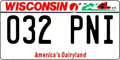 WI license plate 032PNI