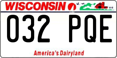 WI license plate 032PQE