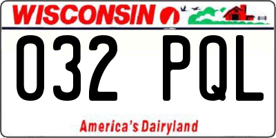 WI license plate 032PQL