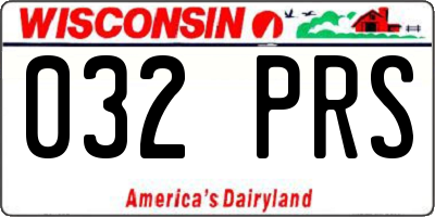 WI license plate 032PRS