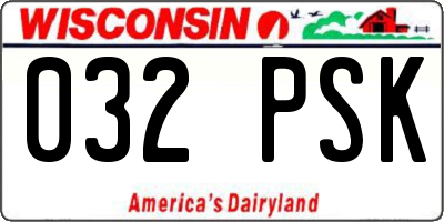 WI license plate 032PSK
