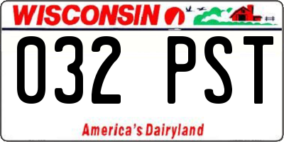 WI license plate 032PST