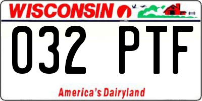 WI license plate 032PTF