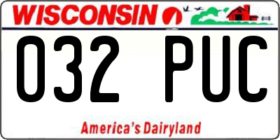 WI license plate 032PUC