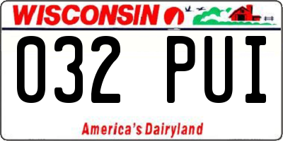 WI license plate 032PUI