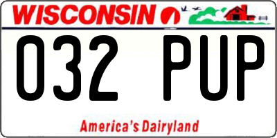 WI license plate 032PUP