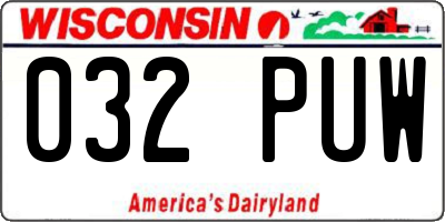 WI license plate 032PUW