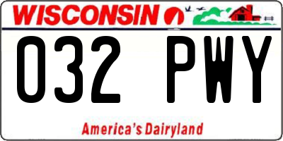 WI license plate 032PWY