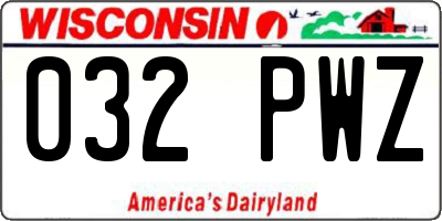 WI license plate 032PWZ