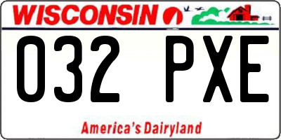 WI license plate 032PXE