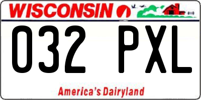 WI license plate 032PXL