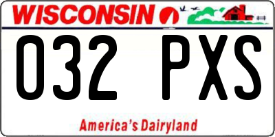 WI license plate 032PXS