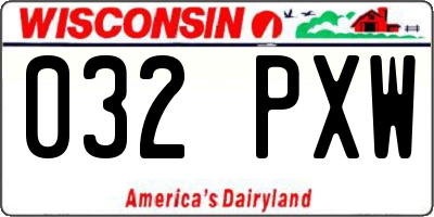 WI license plate 032PXW