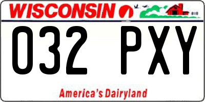 WI license plate 032PXY
