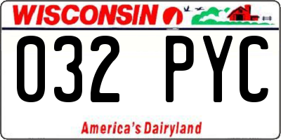 WI license plate 032PYC