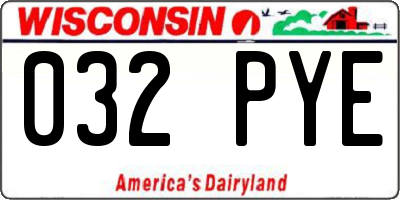 WI license plate 032PYE
