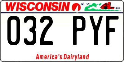 WI license plate 032PYF