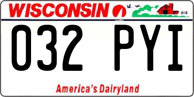 WI license plate 032PYI