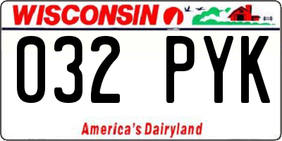 WI license plate 032PYK