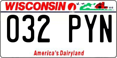 WI license plate 032PYN