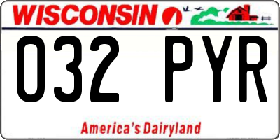 WI license plate 032PYR