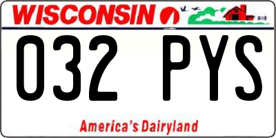 WI license plate 032PYS