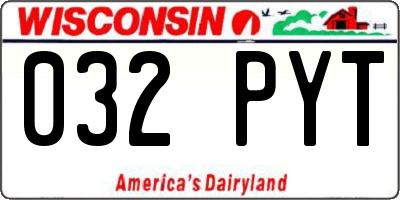 WI license plate 032PYT