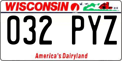 WI license plate 032PYZ