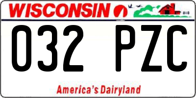 WI license plate 032PZC