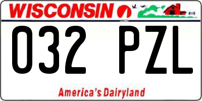 WI license plate 032PZL