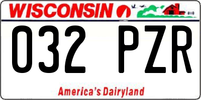 WI license plate 032PZR
