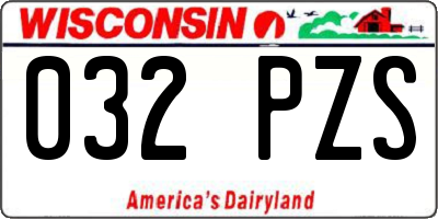 WI license plate 032PZS