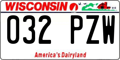 WI license plate 032PZW