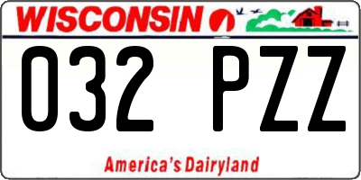 WI license plate 032PZZ