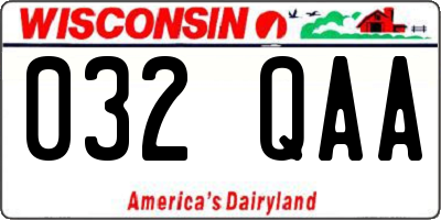 WI license plate 032QAA