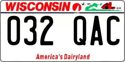 WI license plate 032QAC
