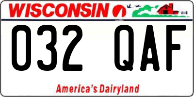 WI license plate 032QAF