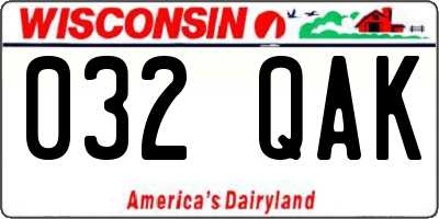 WI license plate 032QAK
