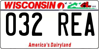 WI license plate 032REA