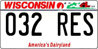 WI license plate 032RES