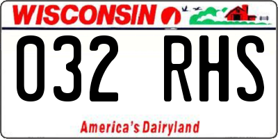 WI license plate 032RHS