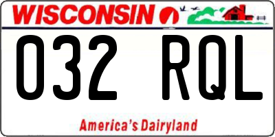 WI license plate 032RQL