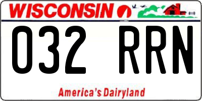 WI license plate 032RRN