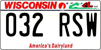 WI license plate 032RSW