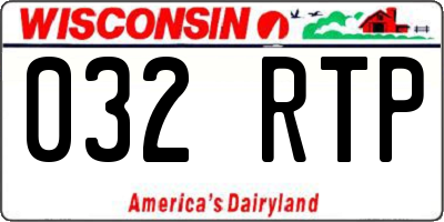 WI license plate 032RTP