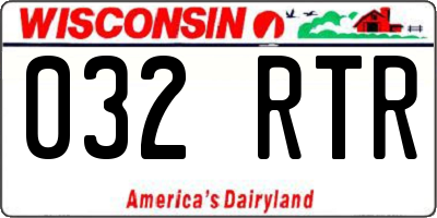 WI license plate 032RTR