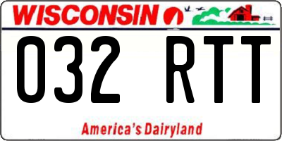 WI license plate 032RTT