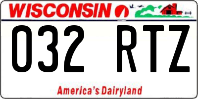 WI license plate 032RTZ